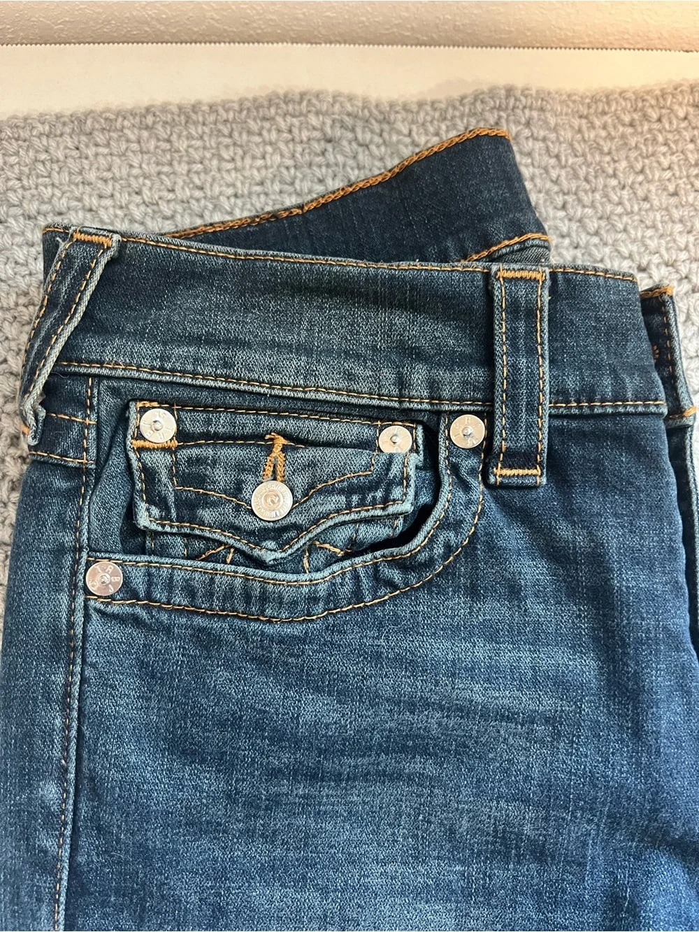 True Religion Ricky Relaxed Straight Dark Wash Jeans Mens Size 30 Made In Mexico
